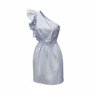ZESICA One Shoulder Ruffle Mini Dress – Blue, Size M (NWT)